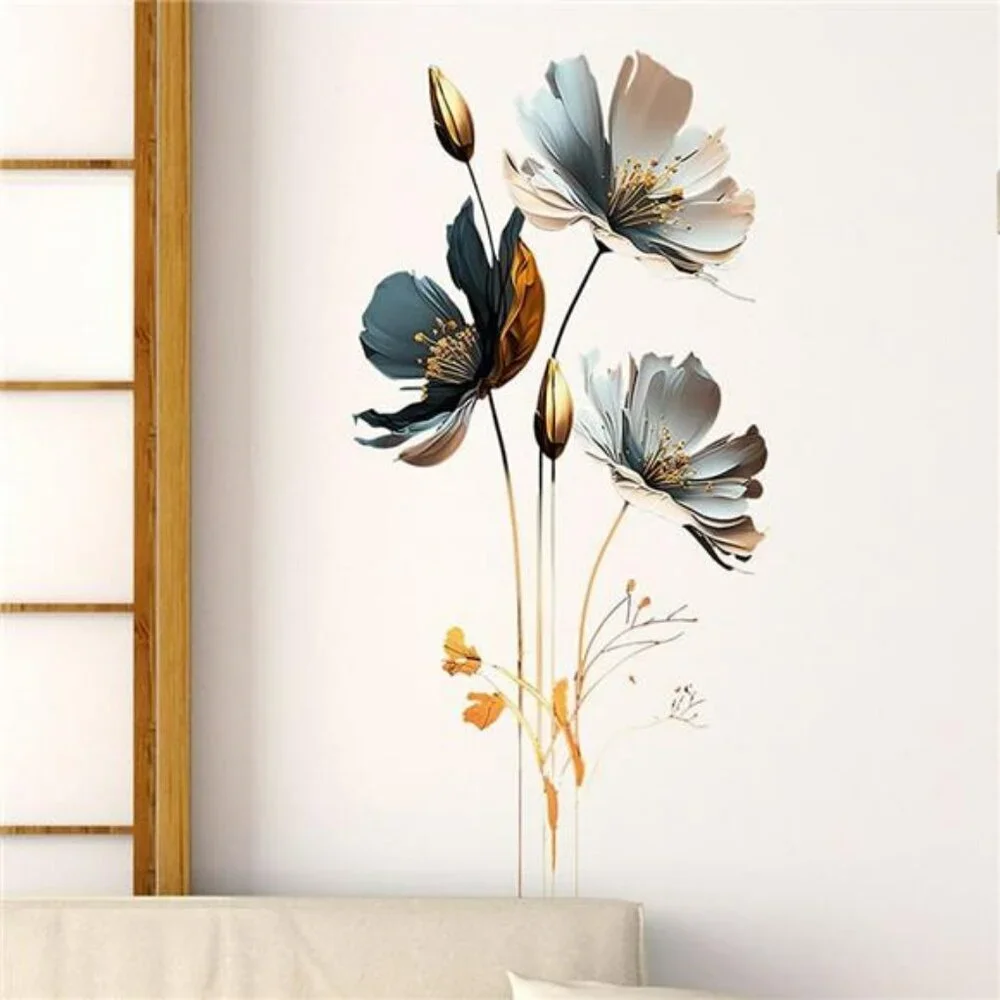 3D Floral Wall Stickers Waterproof Removable Wall Decals for Home Decor